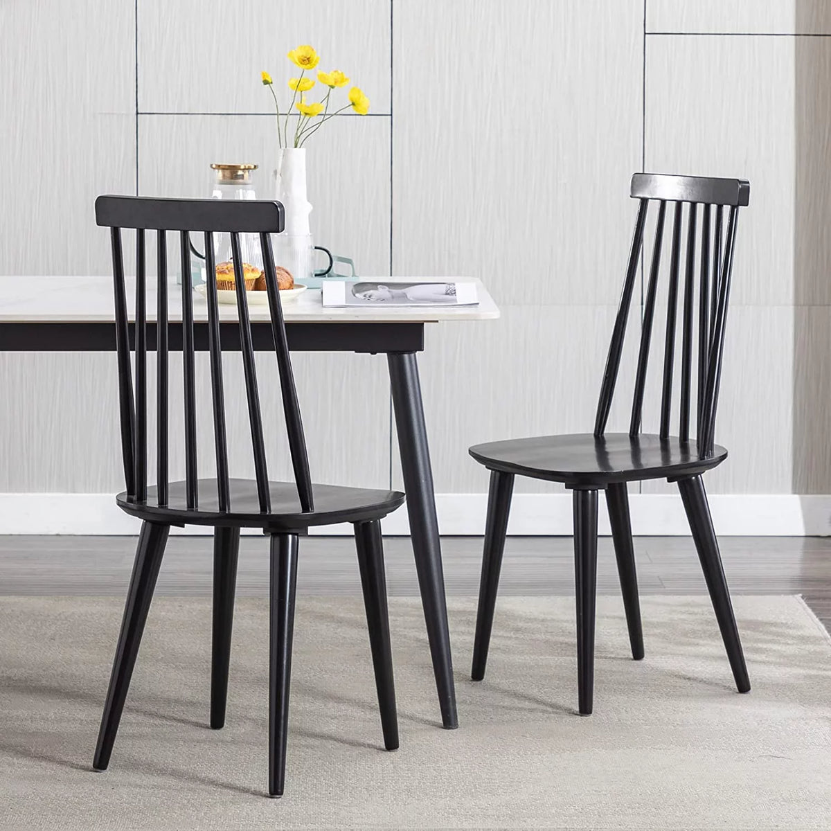 Black Wood Dining Chairs Set of 2 A6936