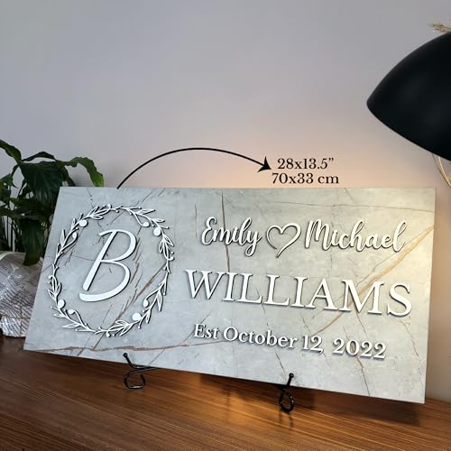 Wooden Monogram Family Sign with Couples Names J4711