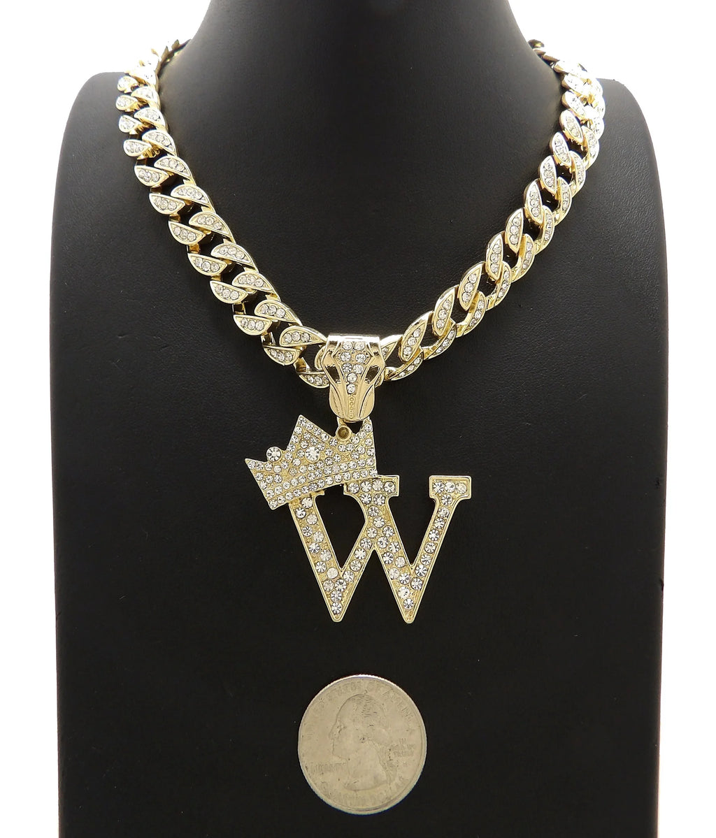 Gold Cuban Chain Necklace with Pendant L89022