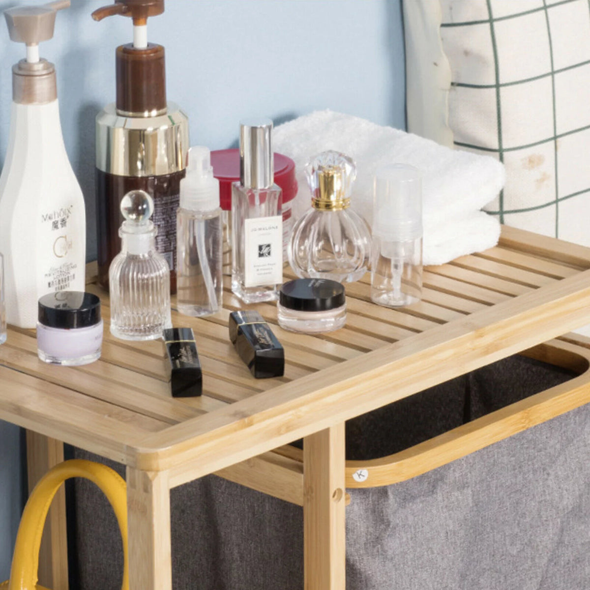 Bamboo Laundry Hamper with Storage Shelves R7612