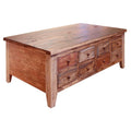 50 Inch 8 Drawer Lift Top Pine Wood Coffee Table I7458