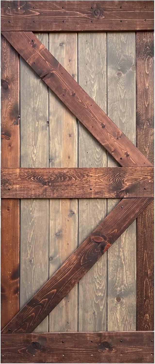 Brown/Walnut Knotty Pine Wood Sliding Barn Door Slab Q230