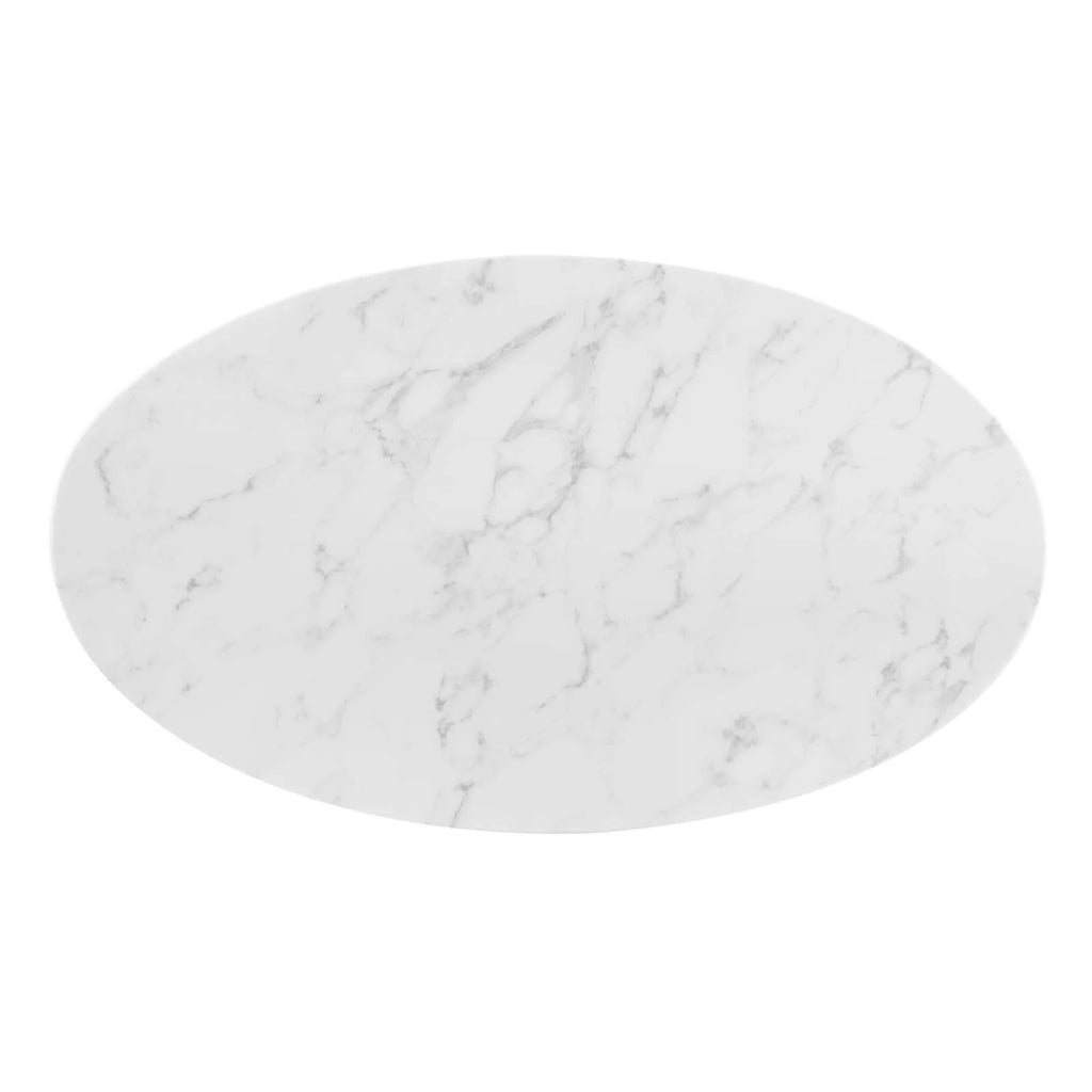 Oval Artificial Marble Metal Steel Dining Table M669