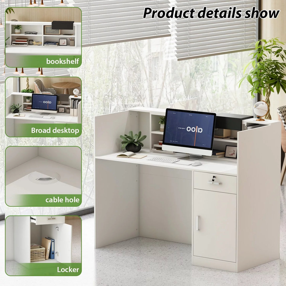 Rectangular Wood Reception Desk D851478