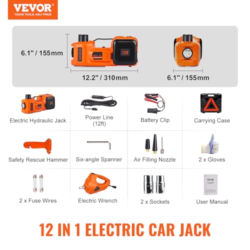 5 Ton Hydraulic Electric Car Jack with Impact Wrench and Inflatable Pump F1508