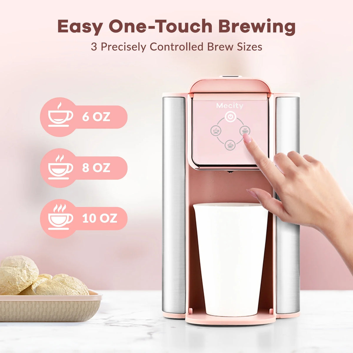 Pink 3-in-1 Single Serve Coffee Machine with Removable 50 Oz Water Reservoir P56197