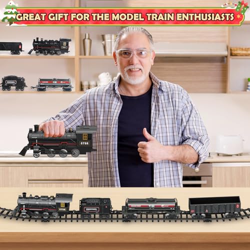 Remote Control Train Set with Track, Lighting, Rechargeable Battery, Smoke, Whistle & Lights Z6123