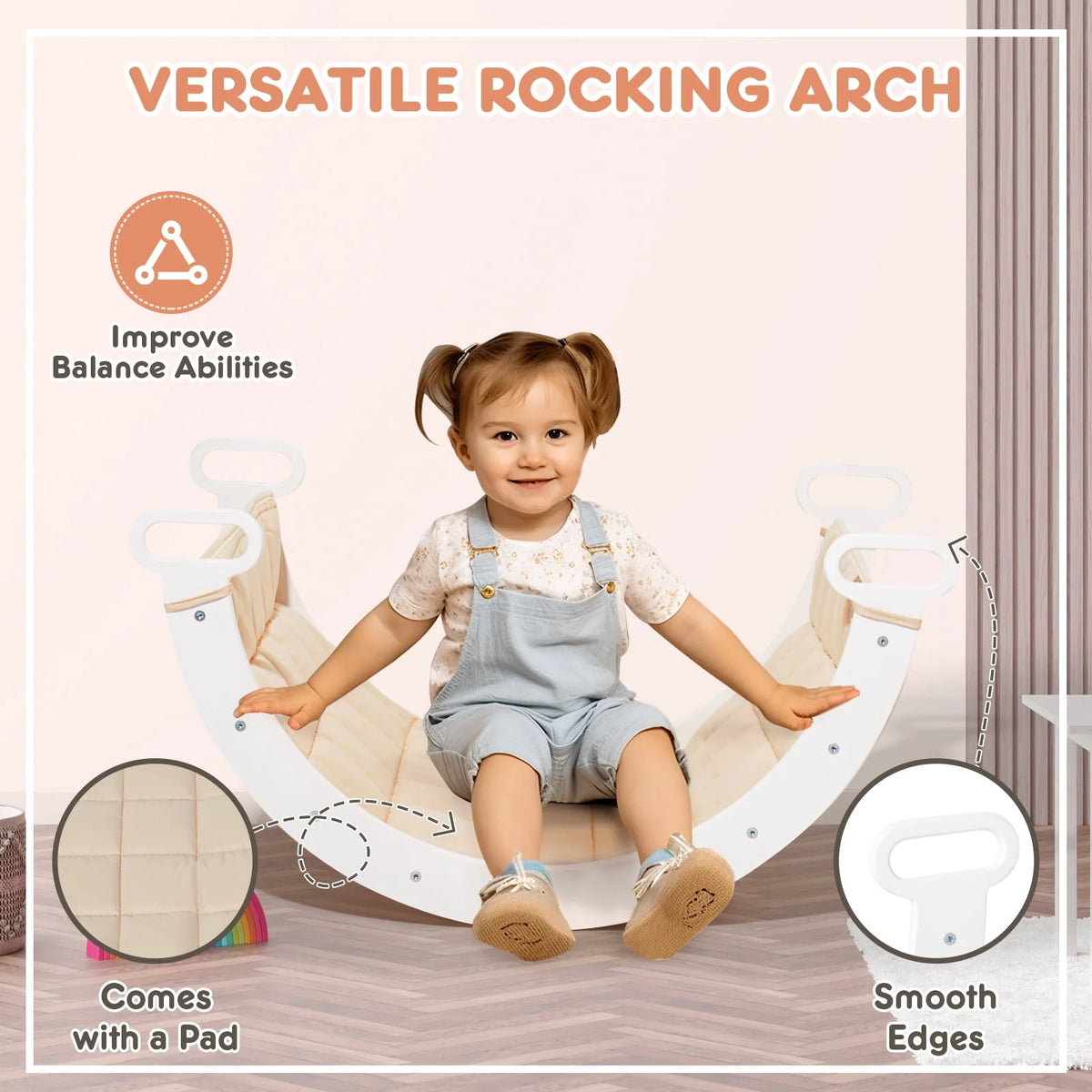 Foldable Wooden Climbing Triangle Arch with Ramp and Slide Y556