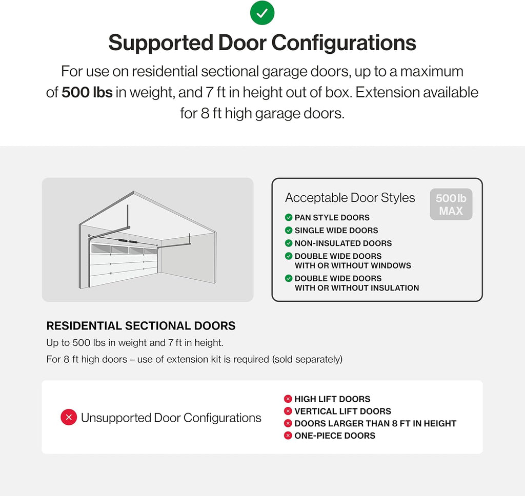 Smart Garage Door Opener with WiFi and Battery Backup, Black/White J131