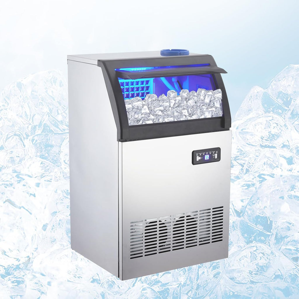 Stainless Steel Freestanding Ice Maker with 33 Lbs Ice Storage, 100 Lbs/24H V7933