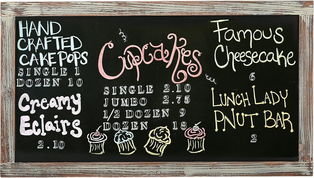 Wall-Mounted Chalkboard Sign, Torched Wood Frame, Pack of 2 S9988