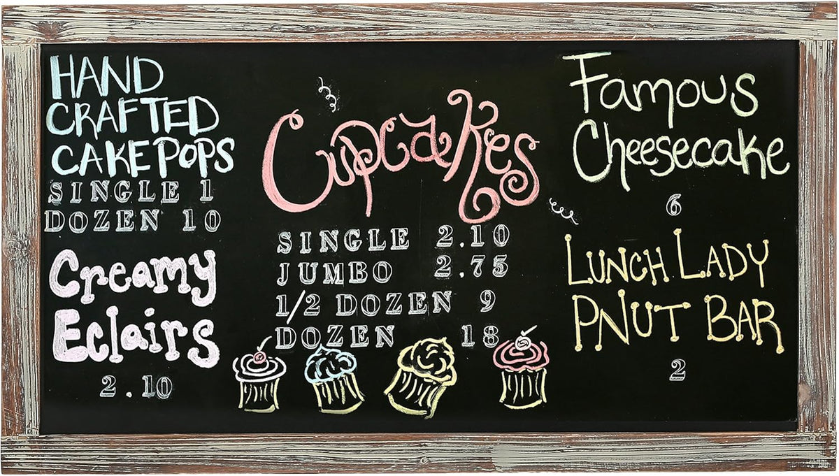 Wall-Mounted Chalkboard Sign, Torched Wood Frame, Pack of 2 S9988
