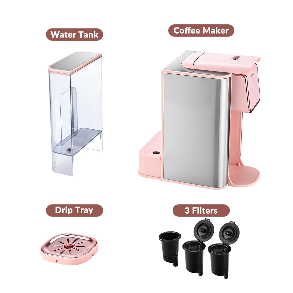 Pink 3-in-1 Single Serve Coffee Machine with Removable 50 Oz Water Reservoir P56197