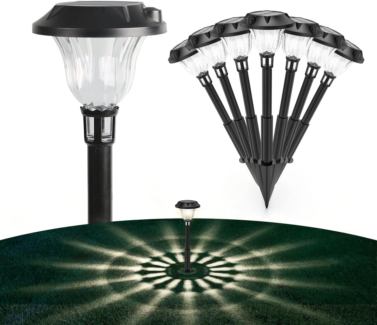 Solar Power Path Lights Warm White LED Landscape Lighting T359046