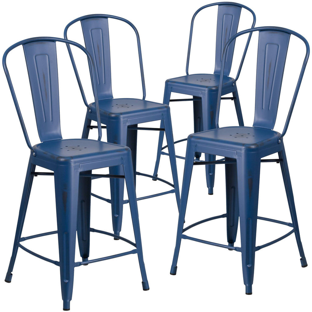 24-Inch Distressed Metal Stool D674597