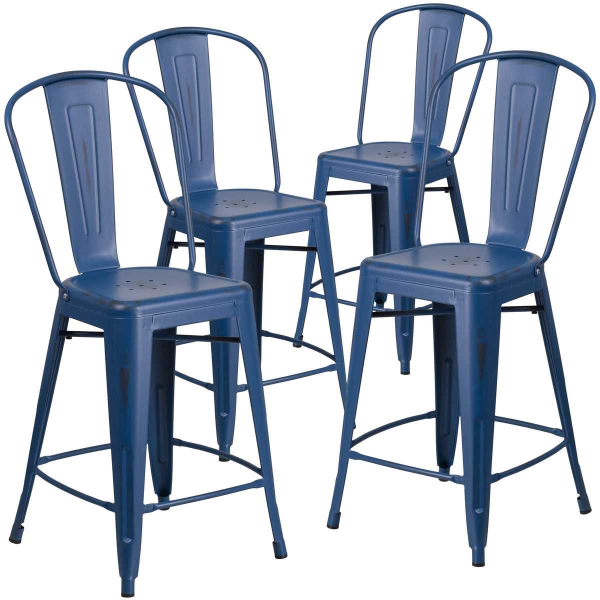 24-Inch Distressed Metal Stool D674597