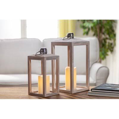 Antique 2 Piece Wood Lantern Set V726896