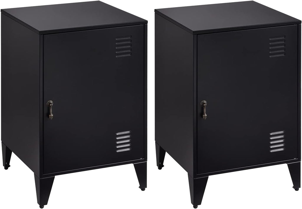 Black Metal Night Stands Set of 2 with 1 Door H2773