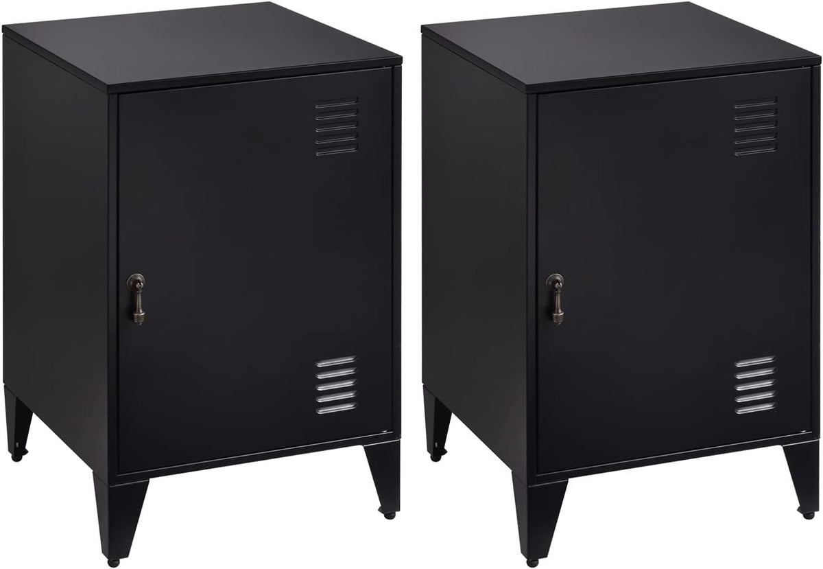 Black Metal Night Stands Set of 2 with 1 Door H2773