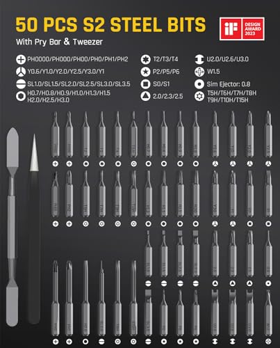 Grey Mini Electric Screwdriver Set with 50-in-1 Magnetic Bits Z13740