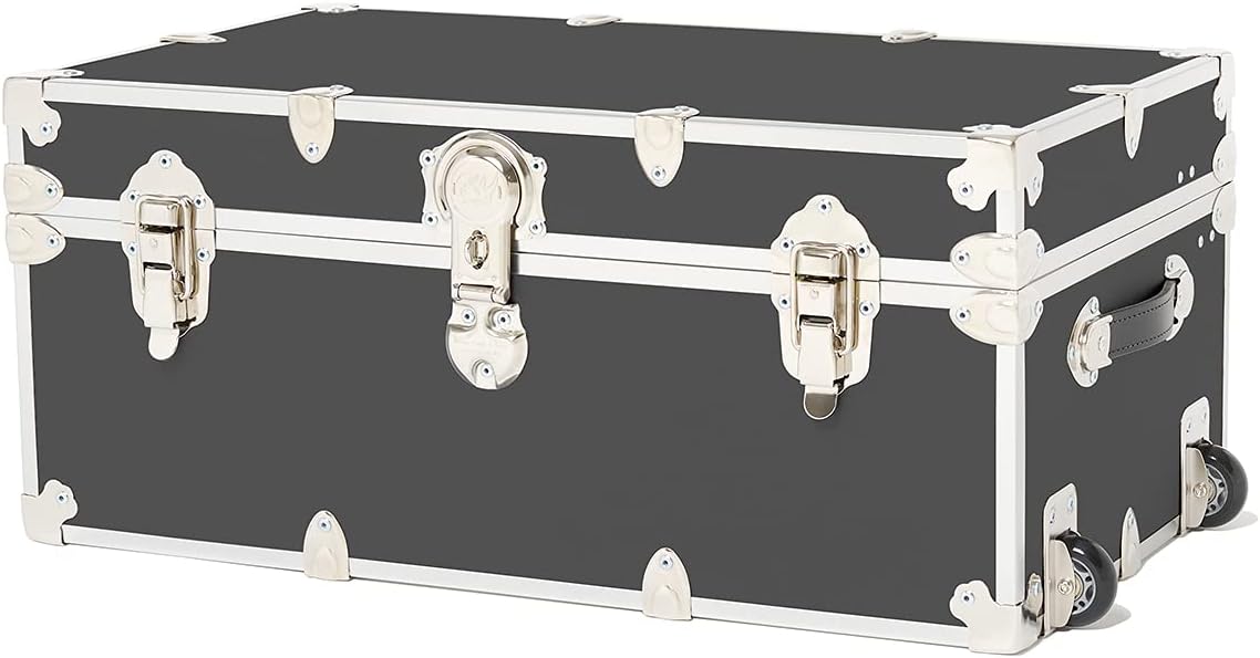 Large Black Storage Trunk with Wheels N7528