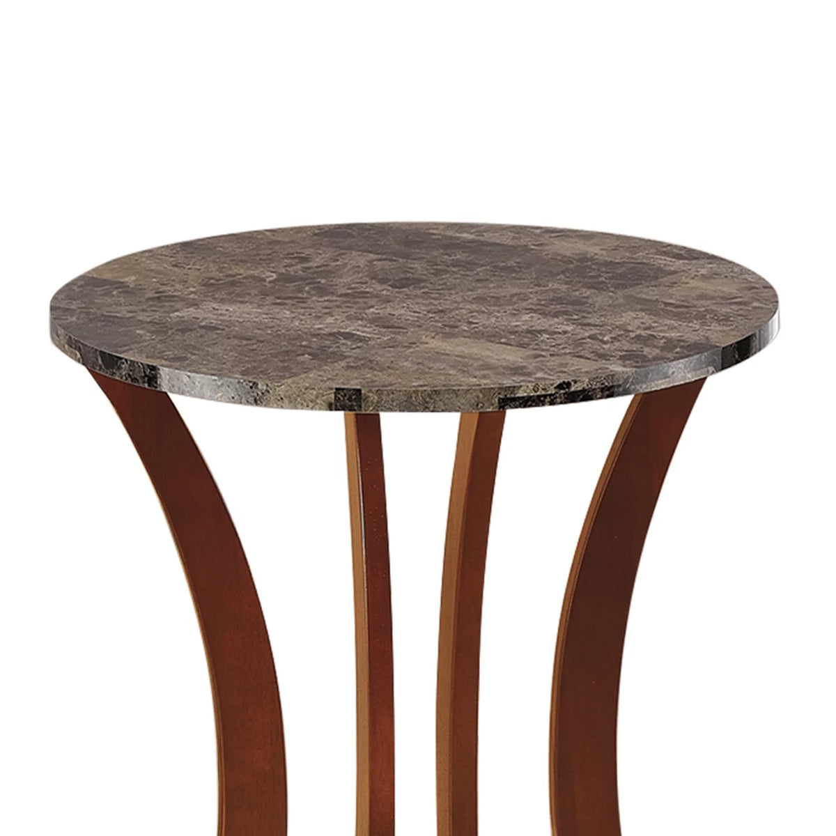 Brown Wooden Plant Stand With Faux Marble Top K1188