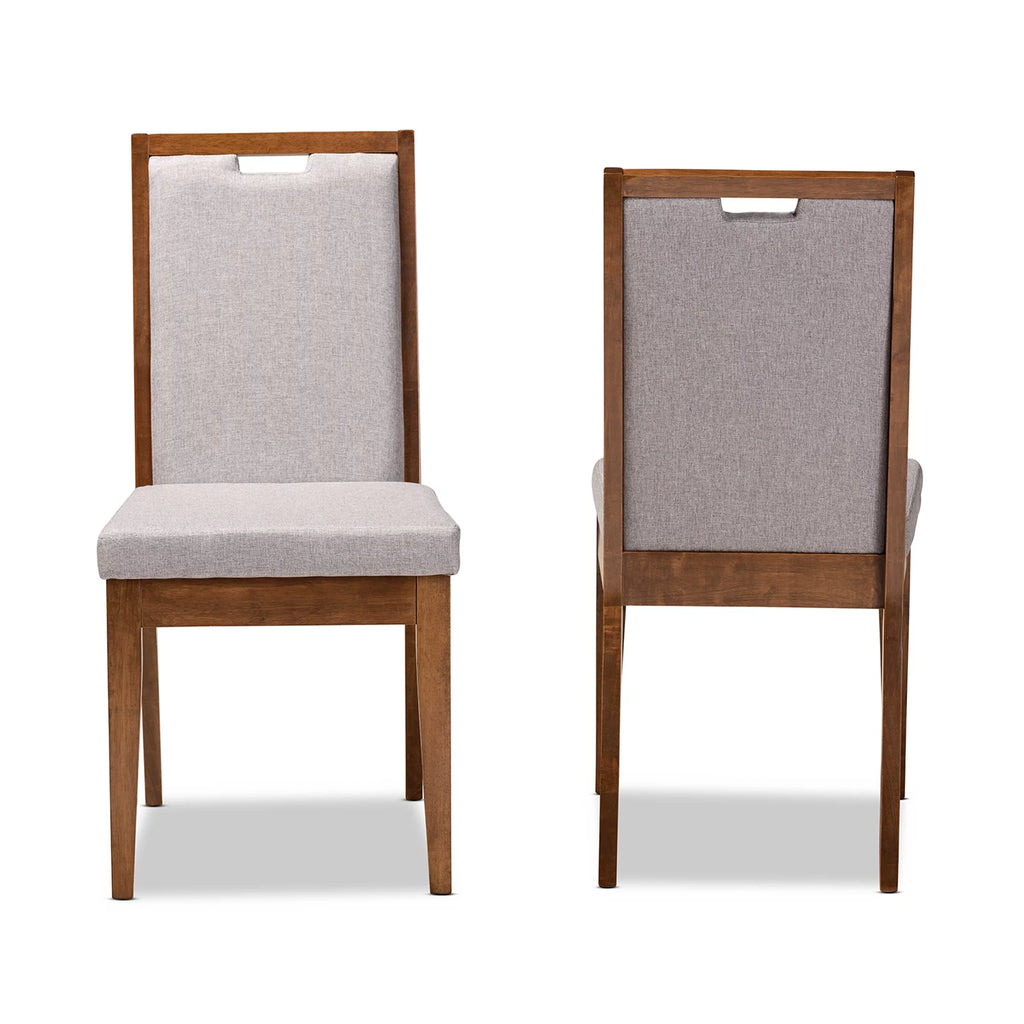 Set of 2 Grey and Walnut Brown Dining Chair A122498