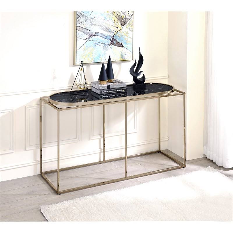 Metal Console Table in Champaign and Black C92398