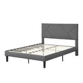 Queen Size Upholstered Platform Bed Frame with Headboard Gray W110