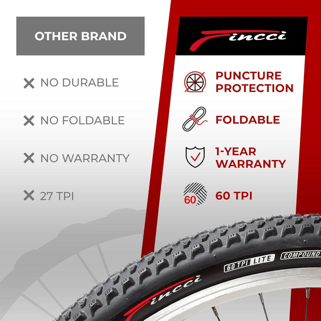 Pair 26 x 2.10 Inch Foldable 60 TPI XC Tires with Nylon Protection L5304