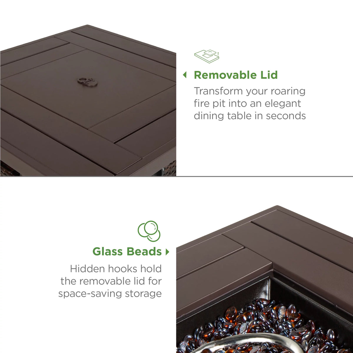 28in Propane Gas Fire Pit Table 50,000 BTU Outdoor Wicker U289
