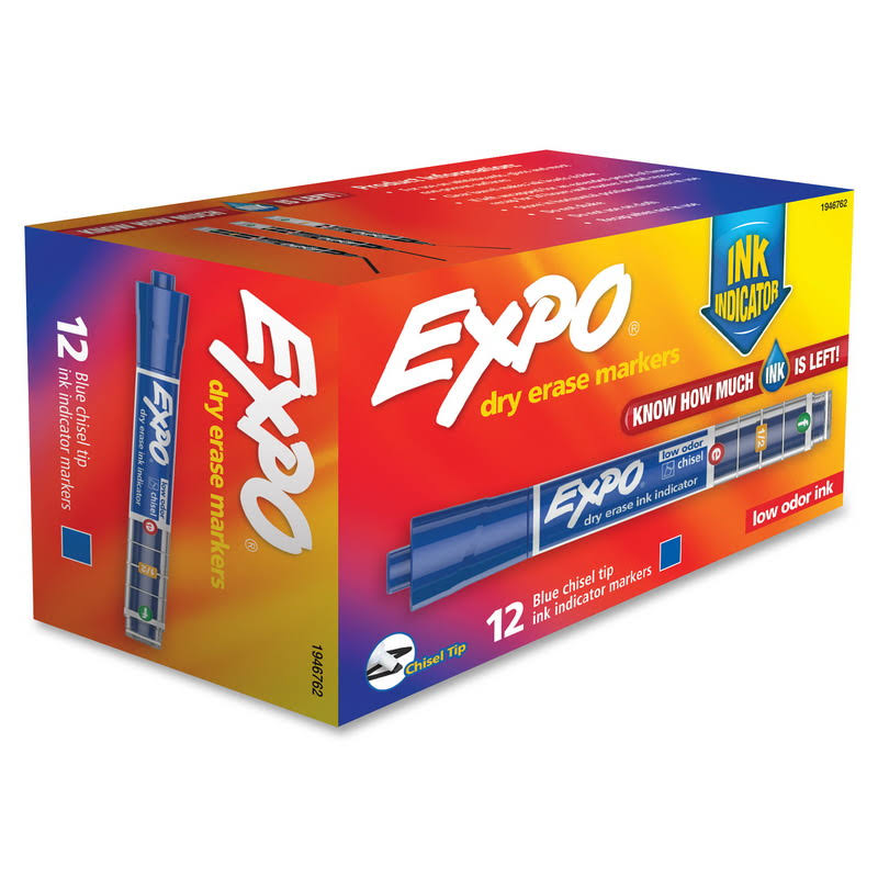 Blue Dry Erase Marker, Chisel Tip, Dozen A2596