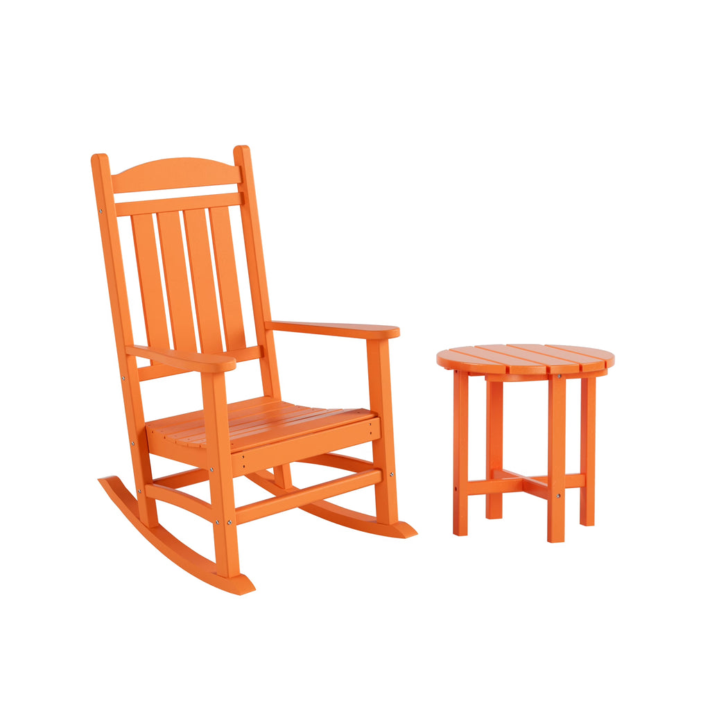 Orange Outdoor Rocking Chair with Round Side Table E68380