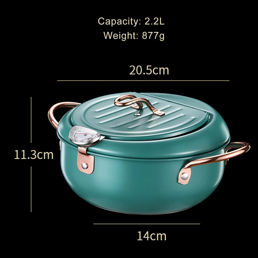 Stainless Steel Deep Fryer Pot with Oil Drip Drainer Rack F673980