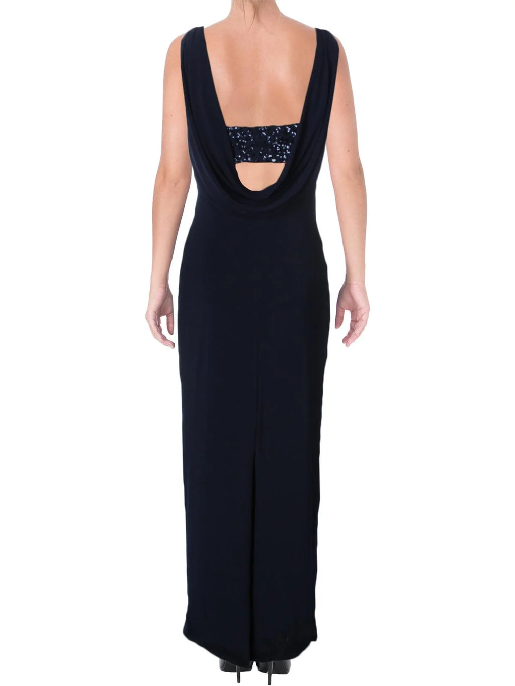 Sequined Cowl Back Evening Dress R4833