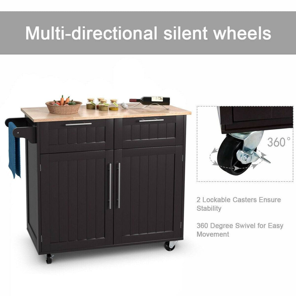 Brown Rolling Kitchen Cart with Storage Q20033