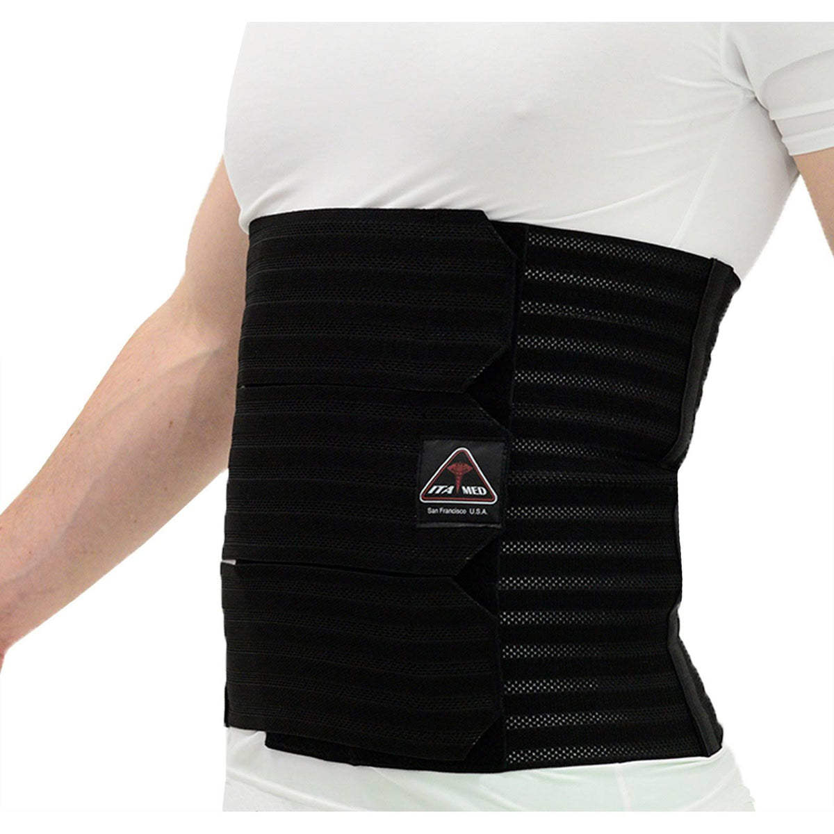 Men's Breathable Elastic Abdominal Binder 12" Wide Black X-Large F239491