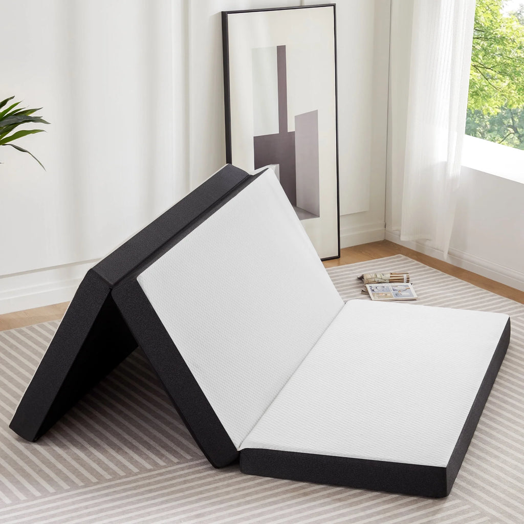 4 inch Tri-fold Memory Foam Mattress Topper with Washable Cover U68402
