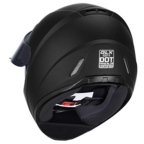 Compact Motorcycle Helmet - Matte Black, Large - Full Face w/ Tinted Visor T199