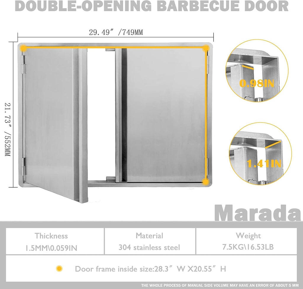 29.5W x 22H Inch Stainless Steel Outdoor Kitchen Doors V776922