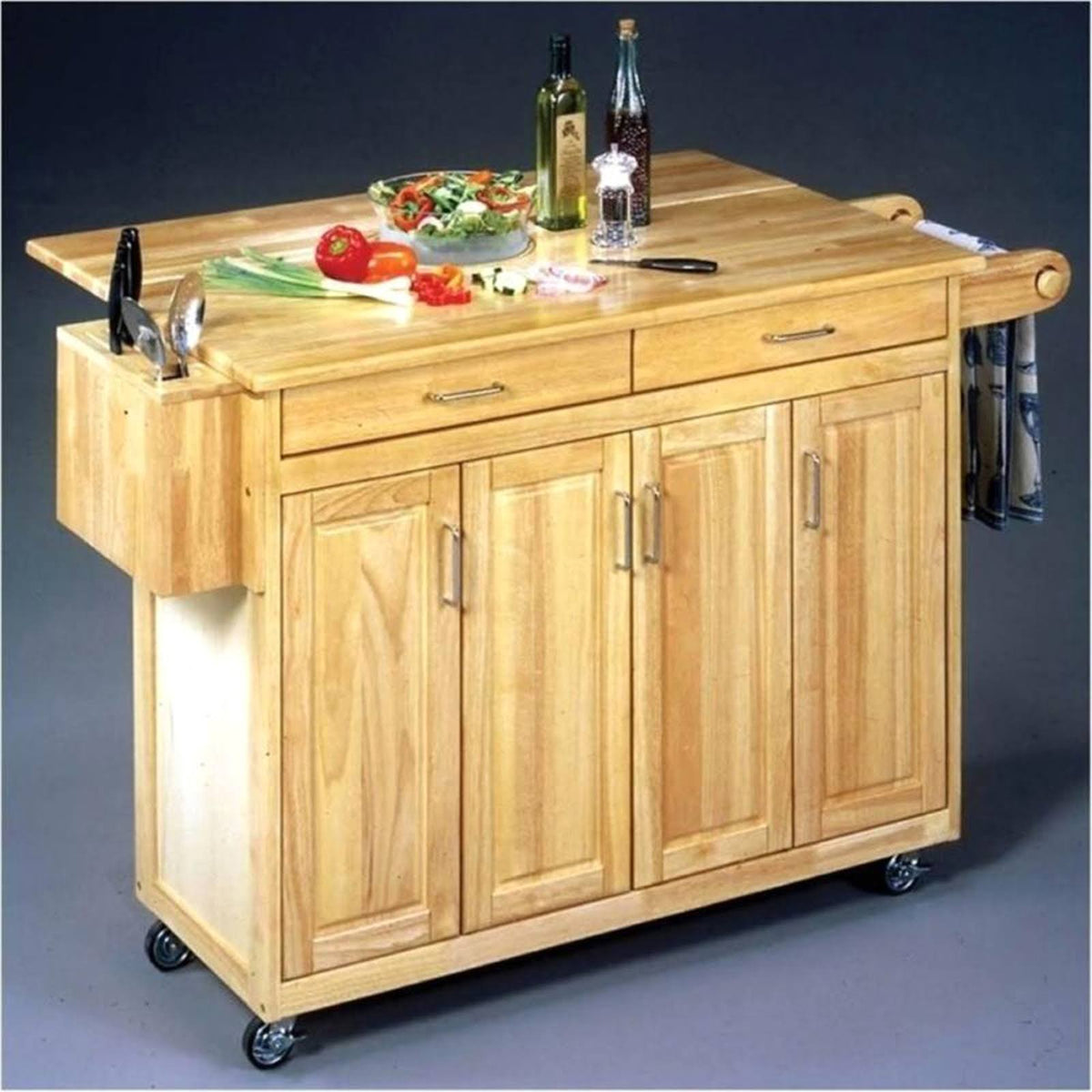 Natural Kitchen Cart with Breakfast Bar C352908