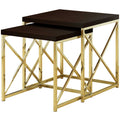 Cappuccino Gold Particle Board Metal 2pcs Nesting Table Set W985