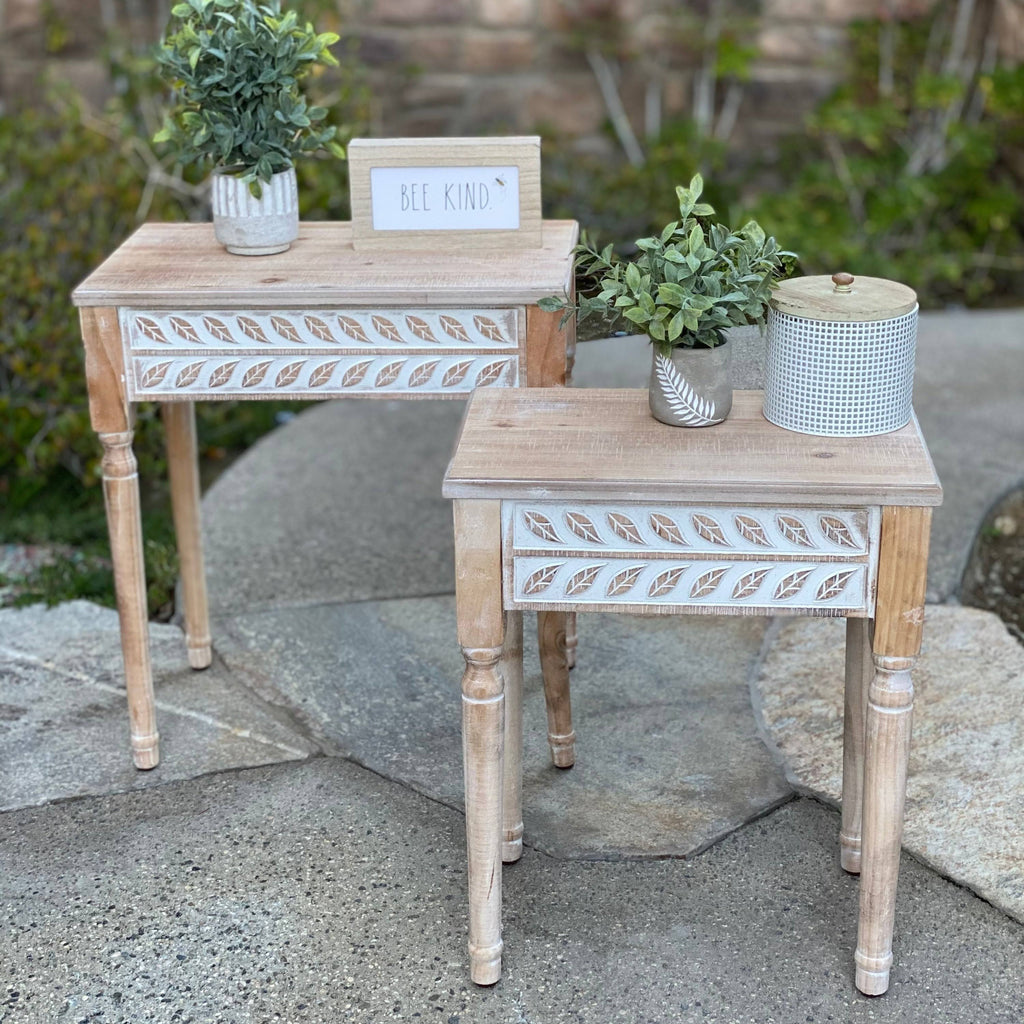 Farmhouse End Accent Tables Set of 2 U8041