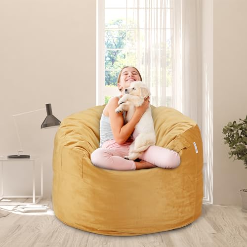 Black 4Ft Memory Foam Bean Bag Chair with Microfiber Cover H34746