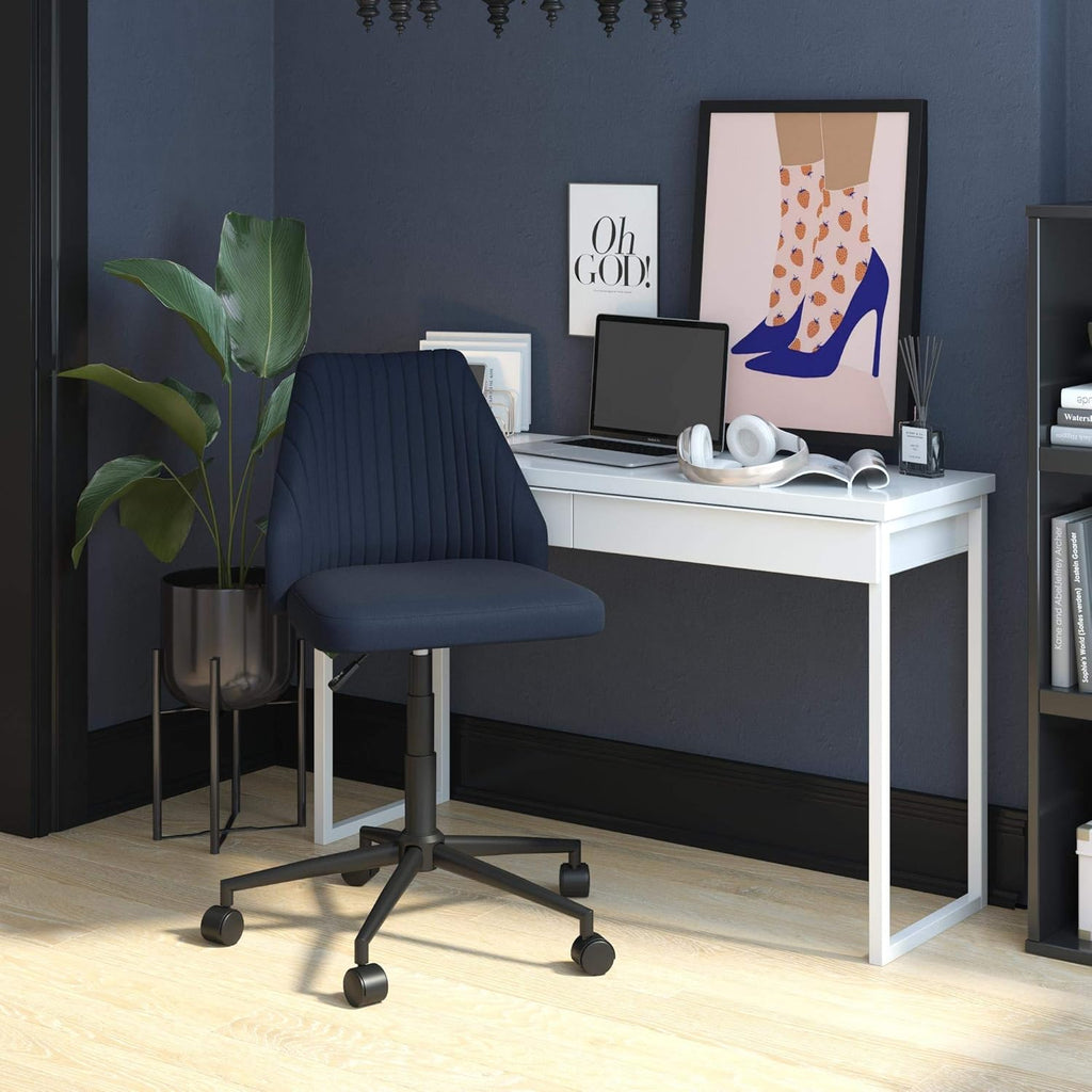 Mustard Linen Office Chair with Casters V28375