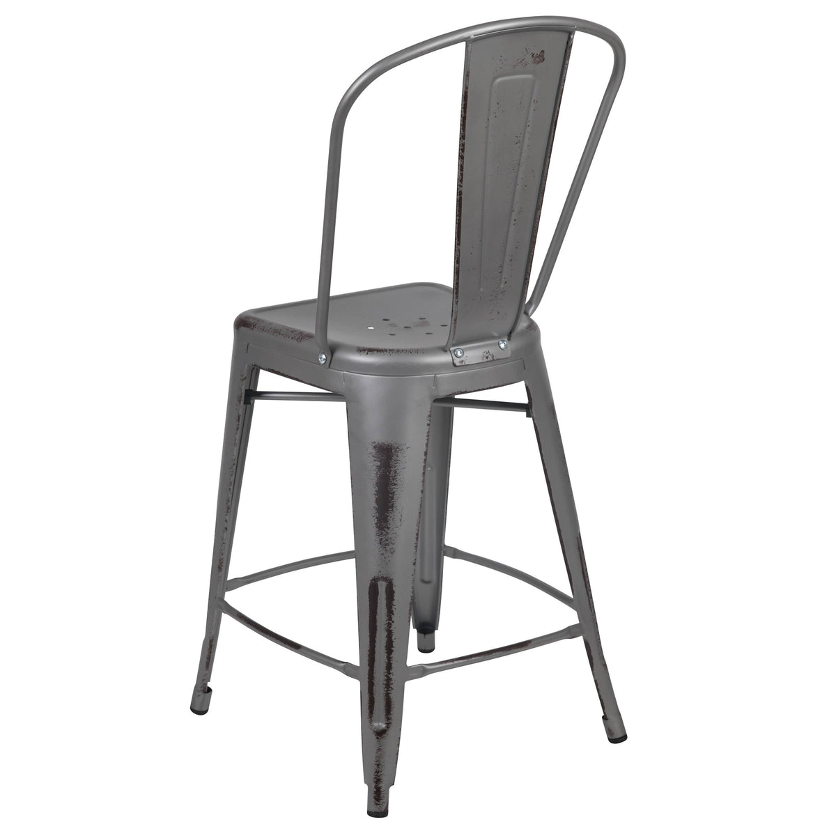 24-Inch Distressed Metal Stool D674597