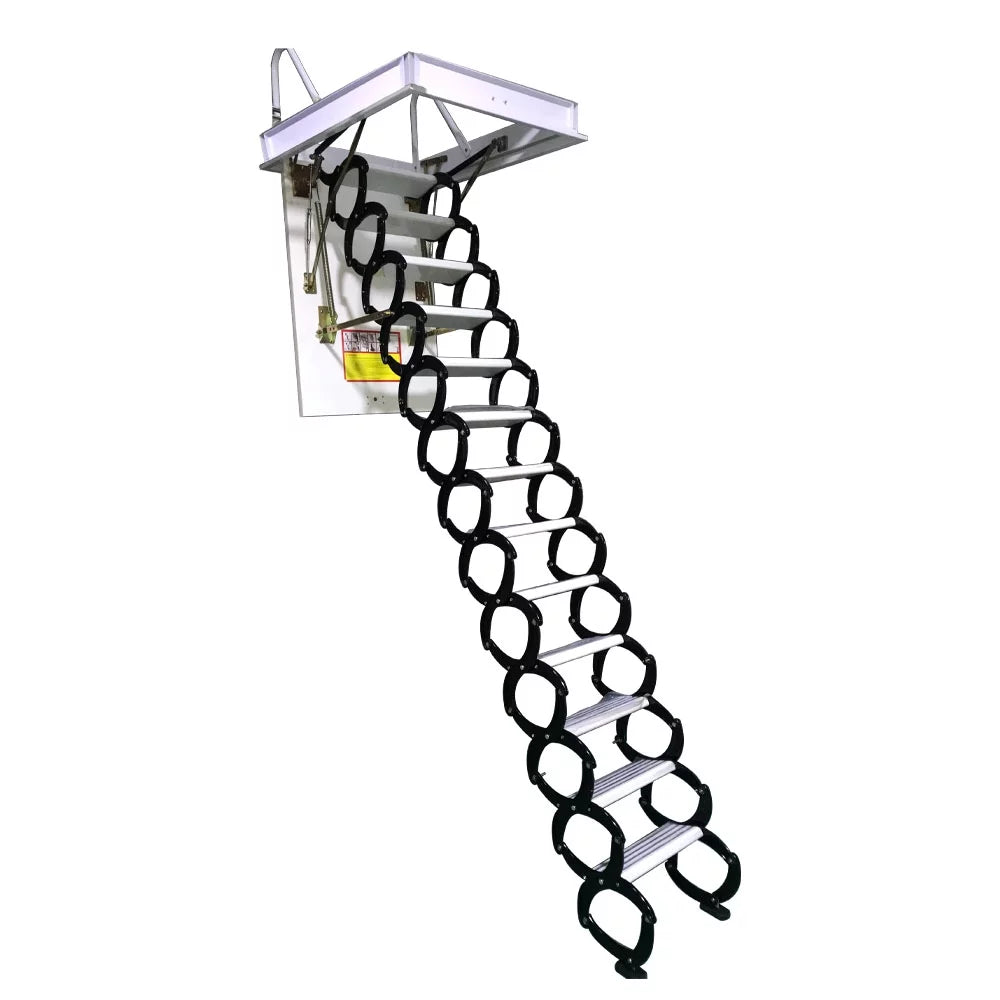 Black and White 13 Steps Al-Mg Alloy Telescopic Folding Ladder J4572
