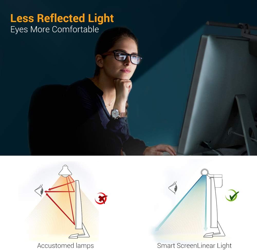 Black LED Monitor Light Bar with 3 Lighting Modes and 10 Brightness Levels V74550