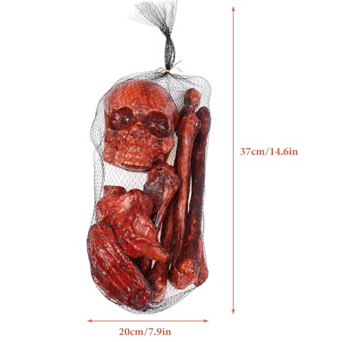 Blood Red Halloween Skeleton Set Fake Bloody Severed Bone Feet Broken Body Parts Props O21390