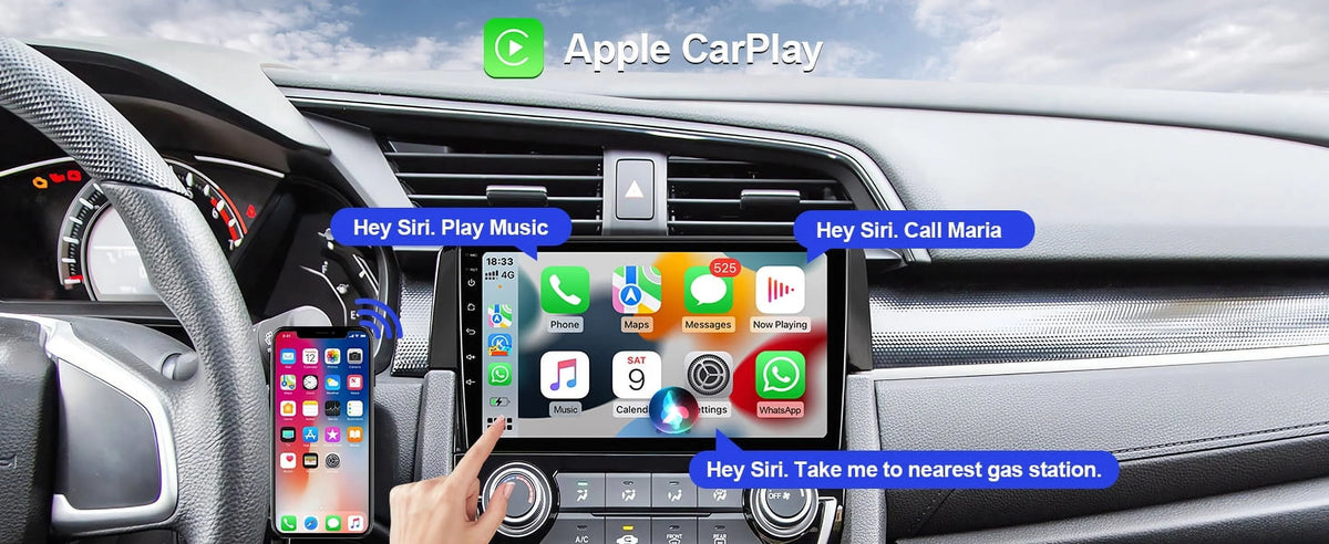 9 Inch Touchscreen Double Din Car Stereo with Wireless Carplay Android Auto Backup Camera R860744